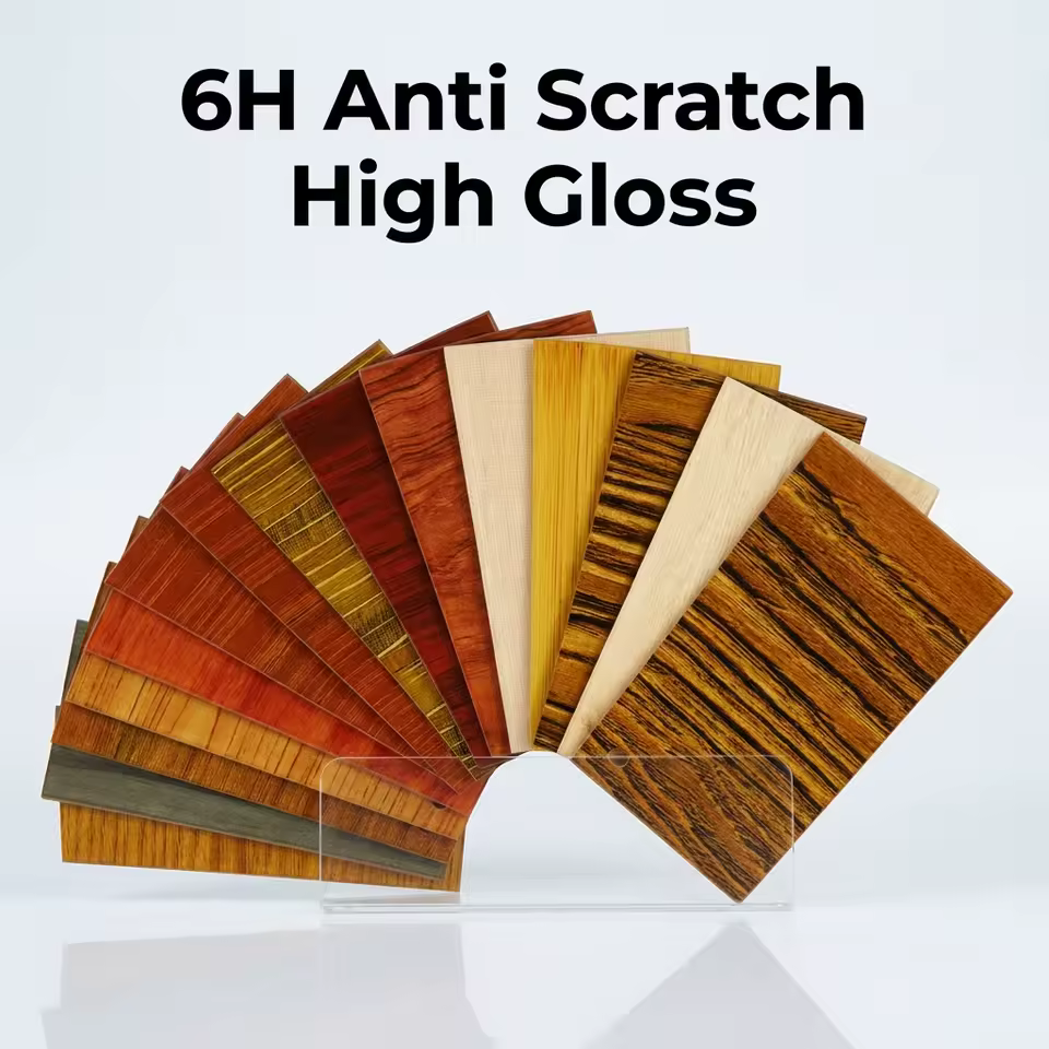 6H scratch-resistant high-gloss acrylic furniture laminate - woodgrain range